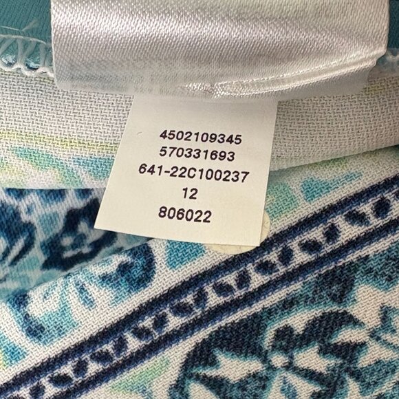 Chicos Wide Leg Crop Pull On Pant Petite 0.5P US 6P Blue Coastal Tile Print - Picture 6 of 12